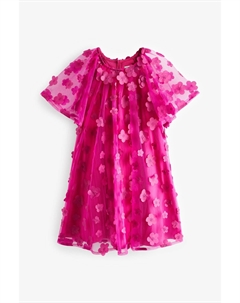 Платье с объемным цветочным мотивом, розовый Next