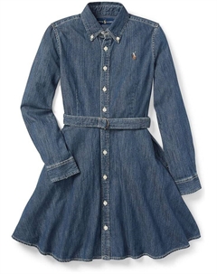 Платье Kids Belted Cotton Denim Shirtdress, цвет Indigo Polo ralph lauren