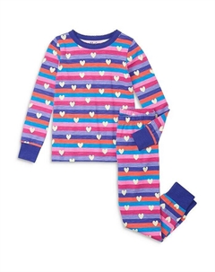 Эластичная пижама для девочек в полоску и сердечки — Little Kid, Big Kid, розовый Hatley