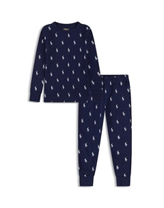 Комплект из длинного тканого топа и спортивных штанов для мальчиков — Little Kid, синий Polo ralph lauren