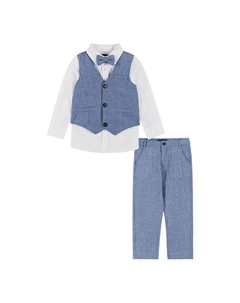 Синий комплект из четырех предметов на пуговицах и жилете для мальчиков - Little Kid, Big Kid Andy & evan