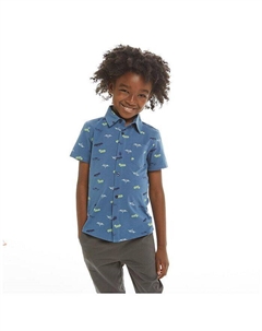 Синяя рубашка на пуговицах с короткими рукавами для мальчиков - Little Kid, Big Kid, синий Andy & evan