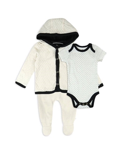 Комплект из толстовке Matelasse, брюк и боди унисекс - для малышей, слоновая кость/кремовый Honest baby