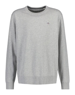 Хлопковый свитер с круглым вырезом, черный Gant