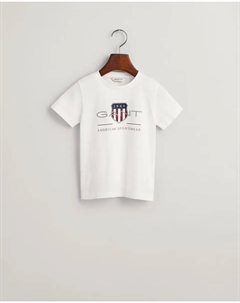 Хлопковая футболка с рисунком спереди, белый Gant