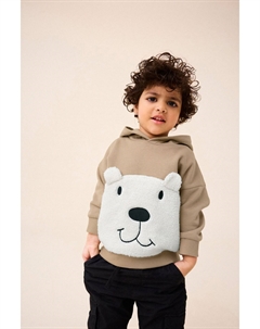 Толстовка с капюшоном Borg Bear из 100% хлопка (3 мес 7 лет), серый Next