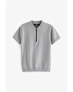 Трикотажная рубашка поло с застежкой молнией из 100% хлопка (3 16 лет), серый Next