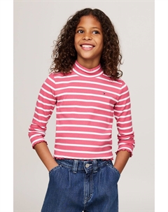 Топ с длинными рукавами и воротником стойкой, розовый Tommy hilfiger