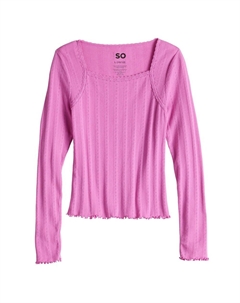 Топ с кружевной отделкой и длинными рукавами для девочек 6–20 лет, стандартного размера и размера плюс, цвет Bubblegum Taffy So