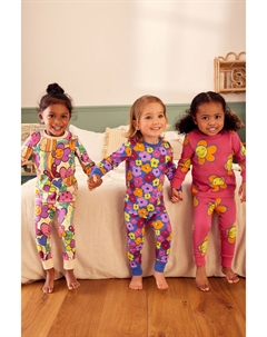 Пижама из 100% хлопка с принтом, 3 шт в упаковке (9 мес 12 лет), розовый Next