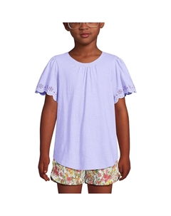 Топ с развевающимися рукавами и люверсами для девочек 2–18 лет, цвет Lavender Cloud Lands' end