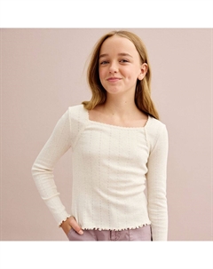 Топ с кружевной отделкой и длинными рукавами для девочек 6–20 лет, стандартного размера и размера плюс, цвет Light Malt Heather So