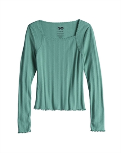 Топ с кружевной отделкой и длинными рукавами для девочек 6–20 лет, стандартного размера и размера плюс, цвет Focused Green So