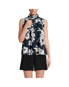 Женская блузка с воротником-стойкой Lands End, цвет Black Painted Flower Lands' end