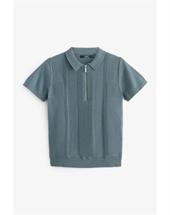 Рубашка поло с короткими рукавами и застежкой молнией из 100% хлопка (3 16 лет), серый Next