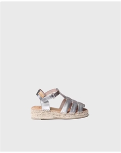 Детские открытые кожаные сандалии на липучке, серебряный Toni pons