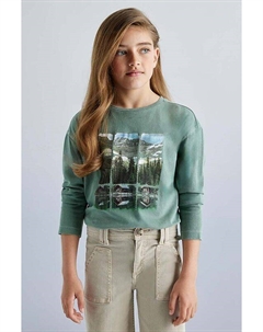 Детская хлопковая рубашка с длинным рукавом, зеленый Mayoral