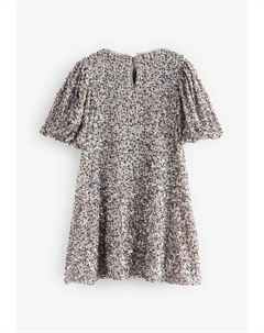 Коктейльное/праздничное платье SEQUIN PUFF SLEEVE, серебристый Next