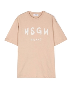 Футболка с логотипом, нейтральный цвет Msgm kids