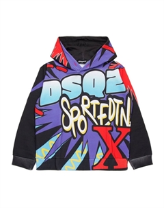 KIDS худи с графичным принтом, черный Dsquared2