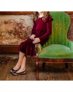 Бархатное платье темно-красного цвета Holly Jolly для девочек Isobella & chloe