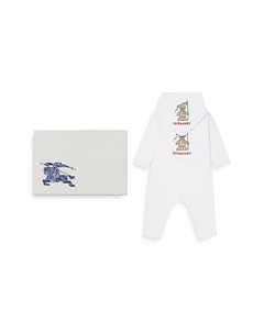 Комбинезон и нагрудник с графическим логотипом Casey Bear — для малышей, белый Burberry