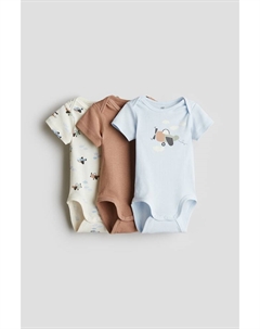 Комплект из 3 хлопковых боди с перекрестной застежкой, мультиколор H&m