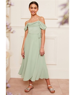 Платье макси с открытыми плечами (10–15 лет), зеленый Lipsy