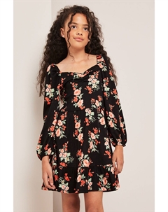 Плиссированное трикотажное платье с квадратным вырезом, черный Lipsy