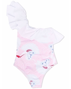 Купальник на одно плечо с оборками, розовый Simonetta