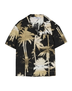 Поплиновая рубашка с принтом, черный Msgm kids