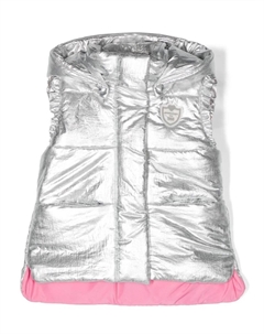 Дутый жилет с нашивкой-логотипом, серый Monnalisa