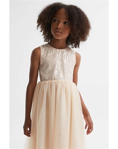 Платье макси из тюля с пайетками, розовый Reiss