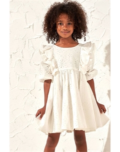 Платье с вышивкой Алессандра и рюшами, белый Angel & rocket