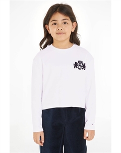 Детская футболка с длинными рукавами в клетку тартан, белый Tommy hilfiger