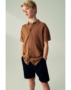 Рубашка-Поло текстурированной вязки (3–16 лет), коричневый Next