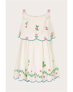 Детское платье с цветочной вышивкой, белый Monsoon