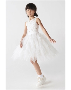 Мини-Платье с оборками из сетки для девочек, белый River island