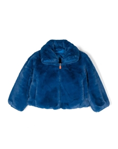 Двусторонний пуховик с искусственным мехом, синий Save the duck