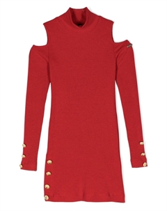 Платье в рубчик с длинными рукавами, красный Monnalisa