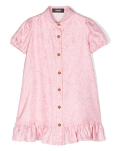 Шелковое платье-рубашка с принтом Barocco, розовый Versace kids