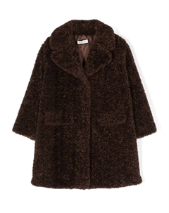 Фактурное однобортное пальто, коричневый Monnalisa