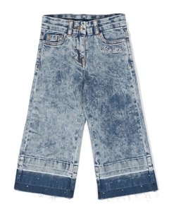 Широкие джинсы из вареного денима, синий Monnalisa