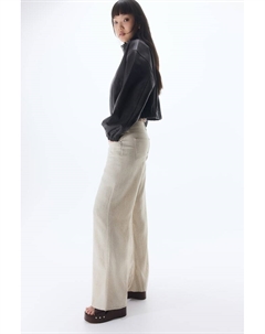 Широкие брюки из льняной смеси, бежевый H&m