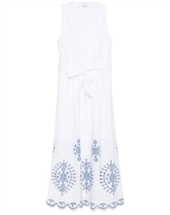 Платье-миди с вышивкой, белый Eleventy