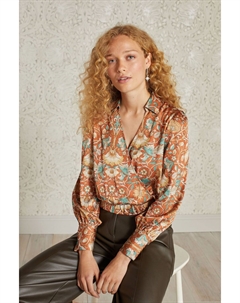 Атласный топ и длинными рукавами Next