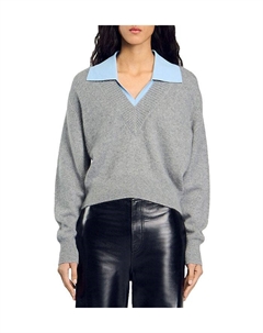 Многослойный вязаный свитер, серый Sandro