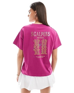 – Бордовая фестивальная футболка с принтом черепа Scalpers