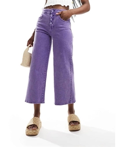 – Джинсовые брюки-кюлоты фиолетового цвета Scalpers
