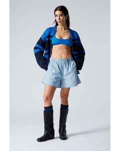 Хлопковые шорты с заниженной талией, голубой Weekday